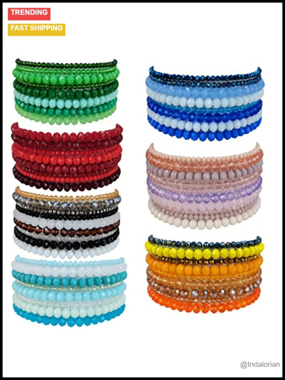 8mm Gemstones Beaded Bracelets Round Bead Crystal Elastic Stretch Adjustable